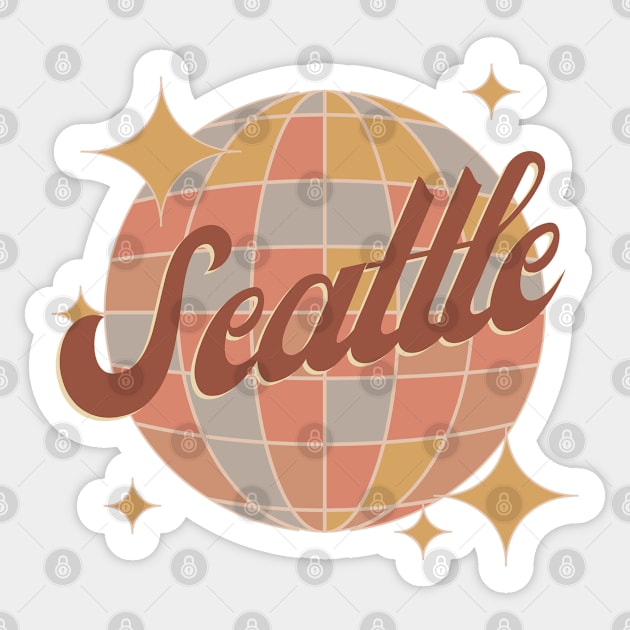 Seattle City Disco ball Retro Vintage Style Sticker by Bailamor